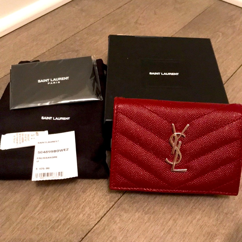 Saint Laurent/YSL monogram grained flap card case
